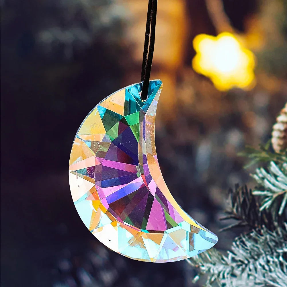 Sun Catcher Crystal Pendant Moon Prism Rainbow Maker Hanging