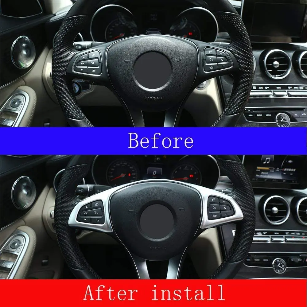 

ABS Plastic Steering Wheel Decoration Frame Trim Cover For Mercedes Benz C Class W205 GLC X253 E Class W213 2016-2018