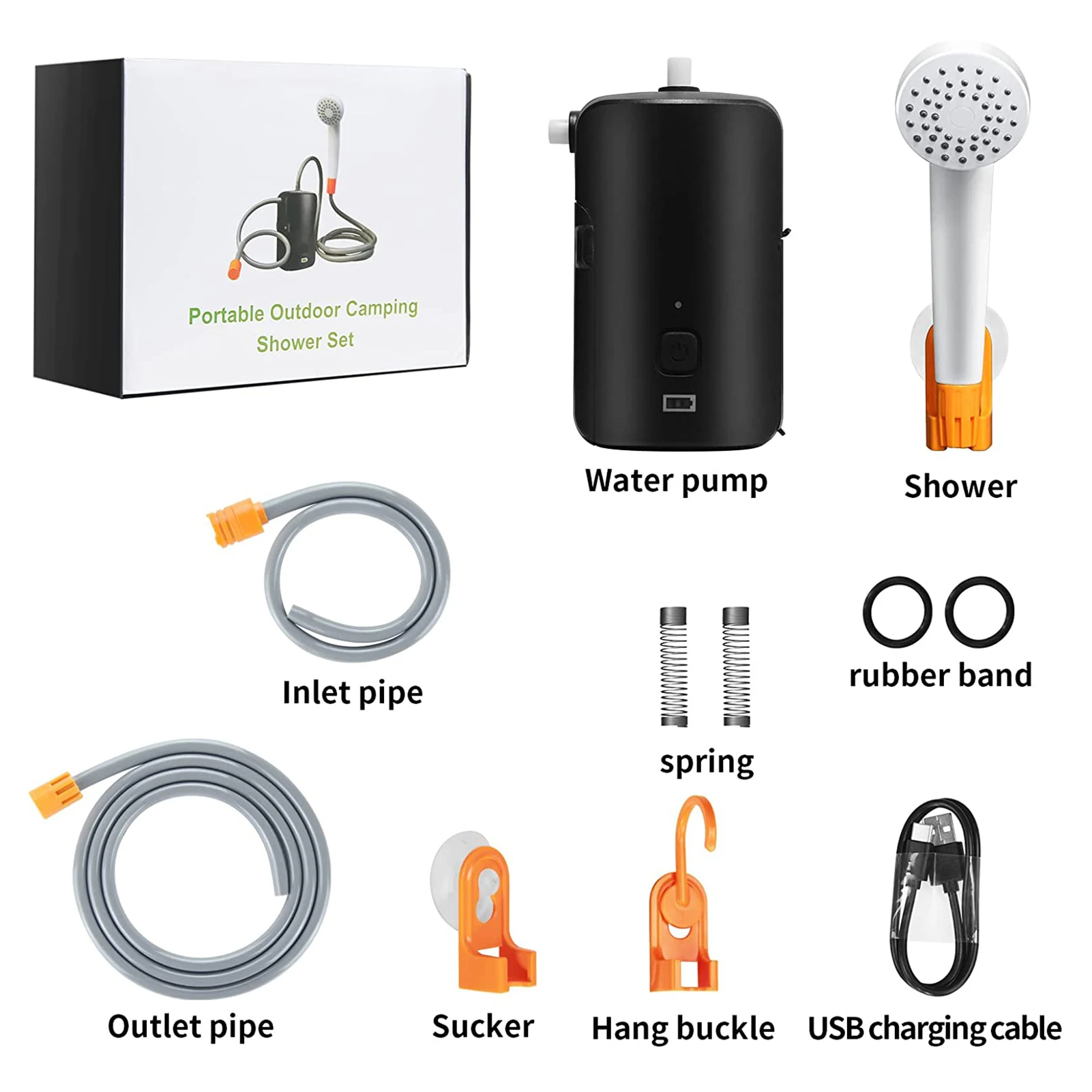 

Portable Camping Shower Outdoor/Indoor Electric Shower with Battery Powr Display for Camping Beach Swimming Traveling Hiking
