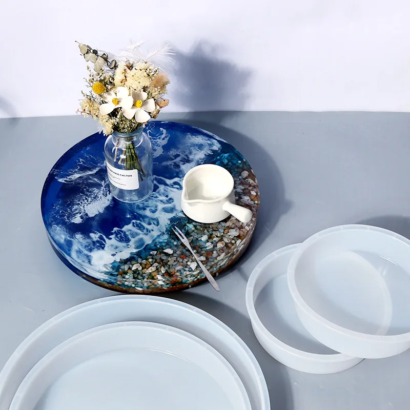 DIY Oversize 14 Inch Round Table Epoxy Silicone Mold Table Bracket Cutting Board Desktop Decoration Resin Silicone Mold