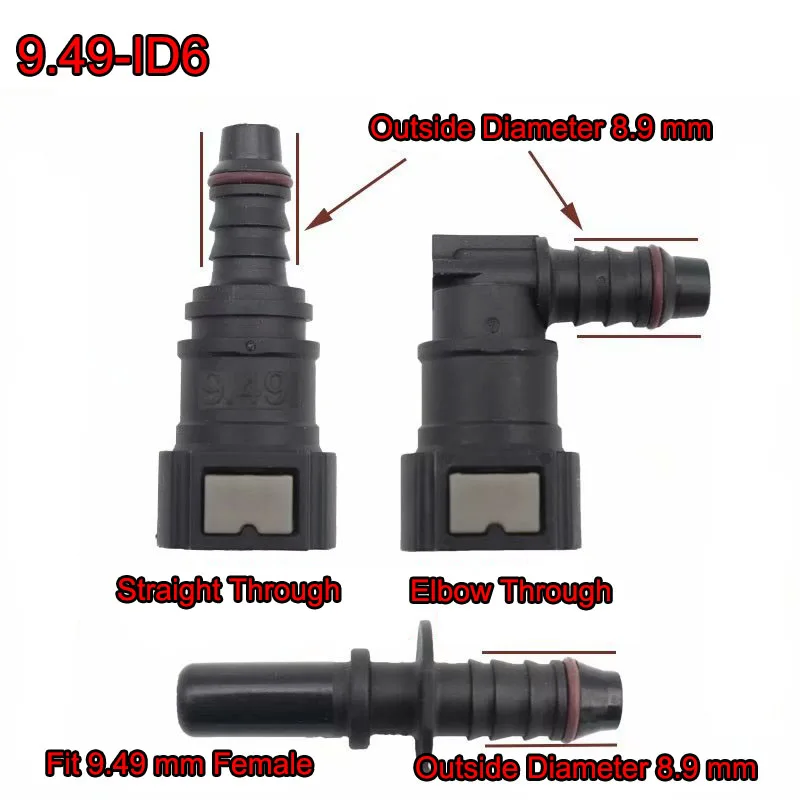 9.49 ID6 Car Fuel Quick Release Hose Connector Gasoline Diesel Oil Pipe Pump Rubber Fitting Car Accessories Tools