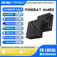 FIREBAT MINI PC AM02 Ryzen 5 6600H 16GB DDR5 512GB SSD Windows 11 WIFI6 BT5.2 Ordinateur de bureau compact Port réseau HDMI 1