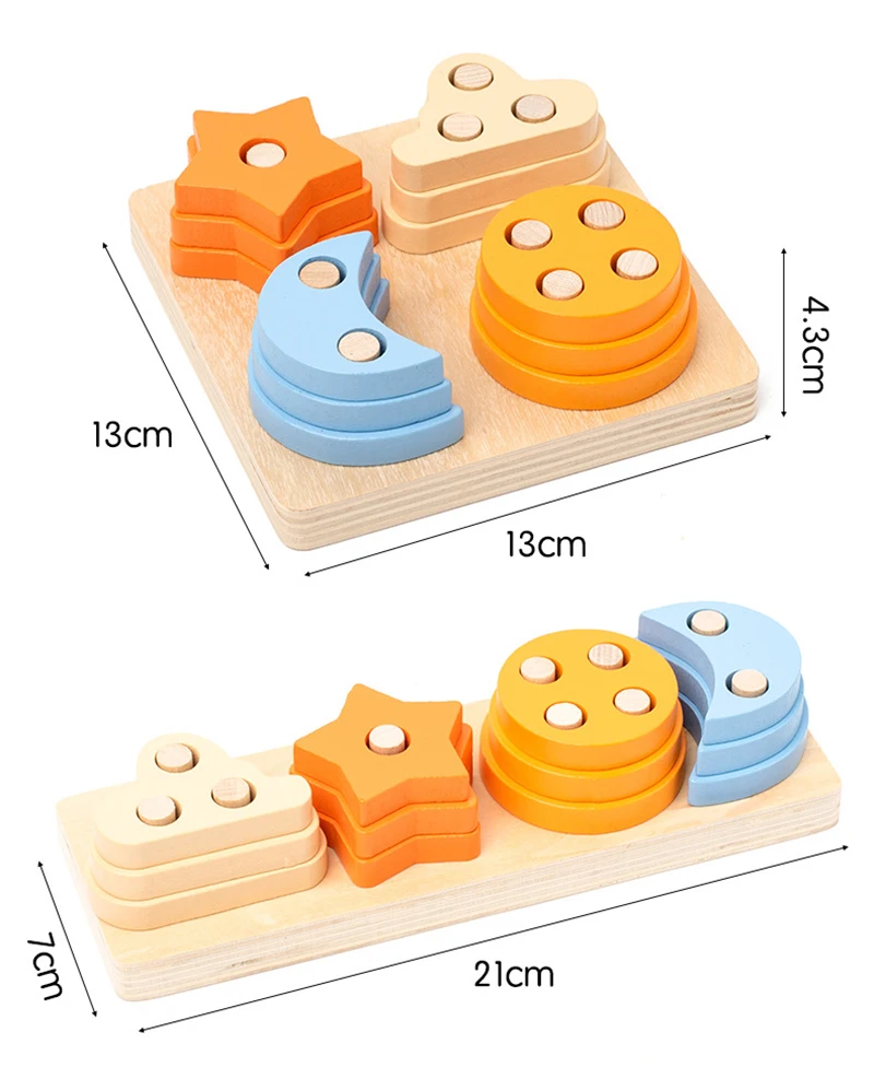 China Wooden Geometric Lion Shape Color Recognition Block Educational Sorting Stacking Baby Toys - View #3