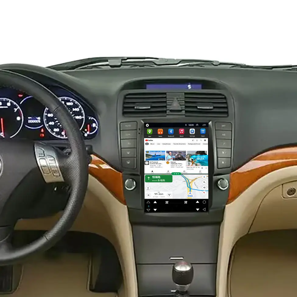 9.7 인치 안드로이드 8 코어 자동차 라디오 스테레오 GPS 네비게이션 WIFI 증폭기 Acura TSX 2003-2008 Apple 용 멀티미디어 내장 GPS