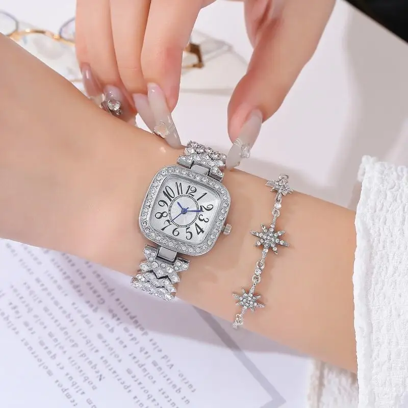 

Women's Alloy Full Diamond British Wristwatch Roman Digital Dial Leisure Watch Relojes Para Mujer