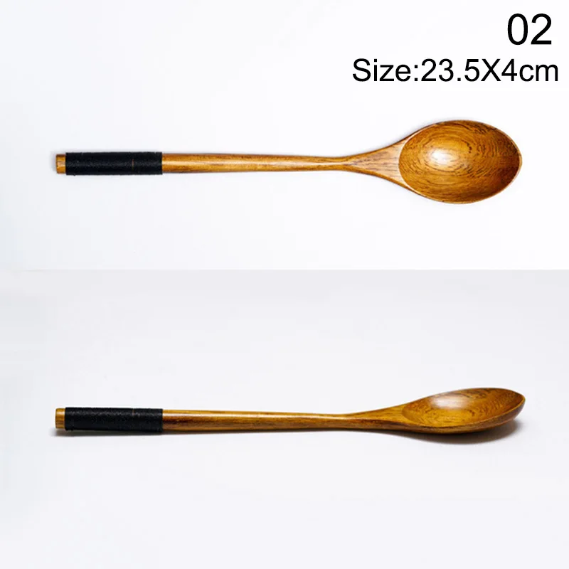 Description Picture 4 of itemNatural Wooden Spoon Long Handle Coffee Stirring Spoon Tea Scoop Ice Cream Sugar Honey Dessert Spoons Kitchen Cooking Tools