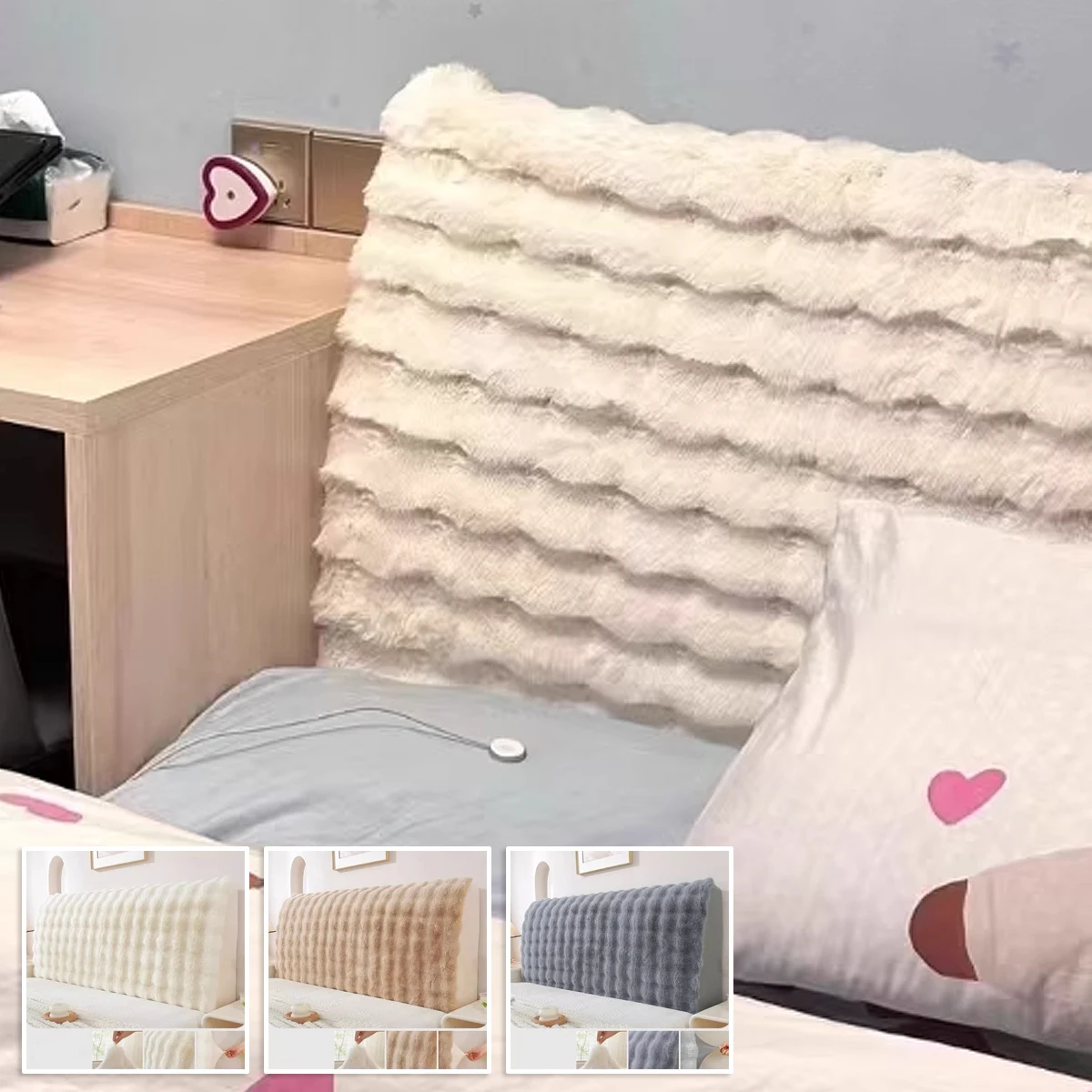 1PC 모든 항목을 포함하는 슈퍼 소프트 침대 헤드 커버 두꺼운 플러시 헤드보..