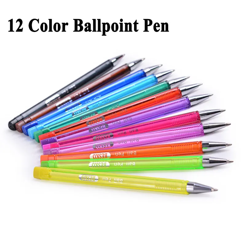 A&T Colored Ball Pens 12 Pieces