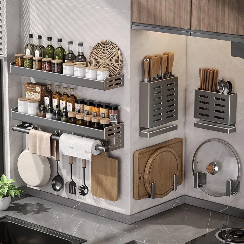 Gunmetal Wall Mounted Kitchen Rack 3