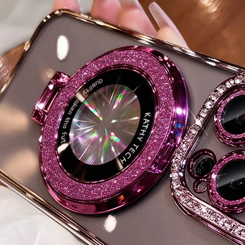 Luxury Glitter Magnetic Phone Holder with Finger Ring and Stand Function
