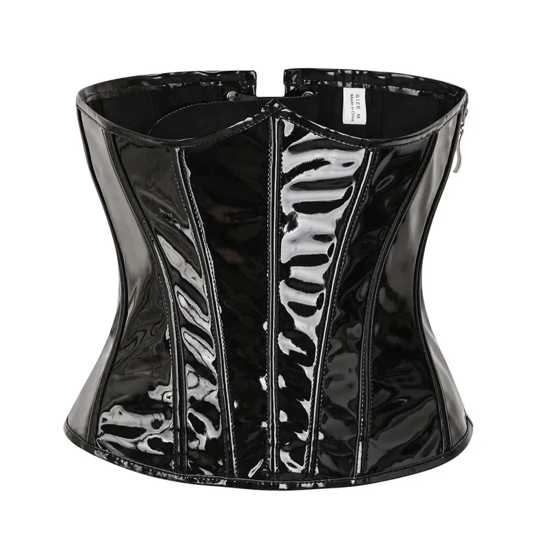 

Black PVC Leather Corset Underbust Top Women Steampunk Bustier Sexy Waist Cincher Gothic Lingerie Shape Body Belt Plus Size