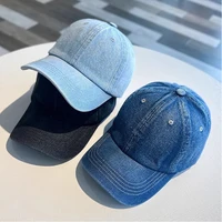 JK Korean Solid Color Denim Baseball Cap Women Men Outdoor Snapback Sports Sun Visor Hat Hip Hop Street Adjustable Peaked Caps 1