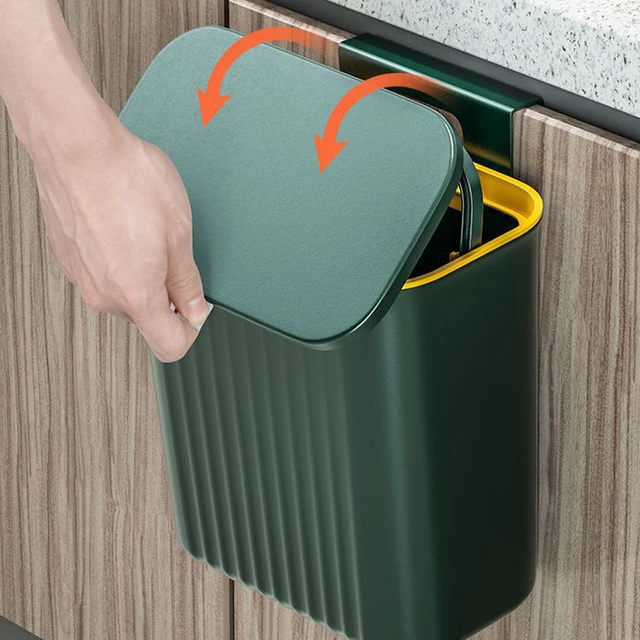 9L Kitchen Trash Can Hanging Home Garbage Bin Large Capacity Wall Mounted  Storage Bucket Inside Cabinet Door Waste Bins with Lid - AliExpress