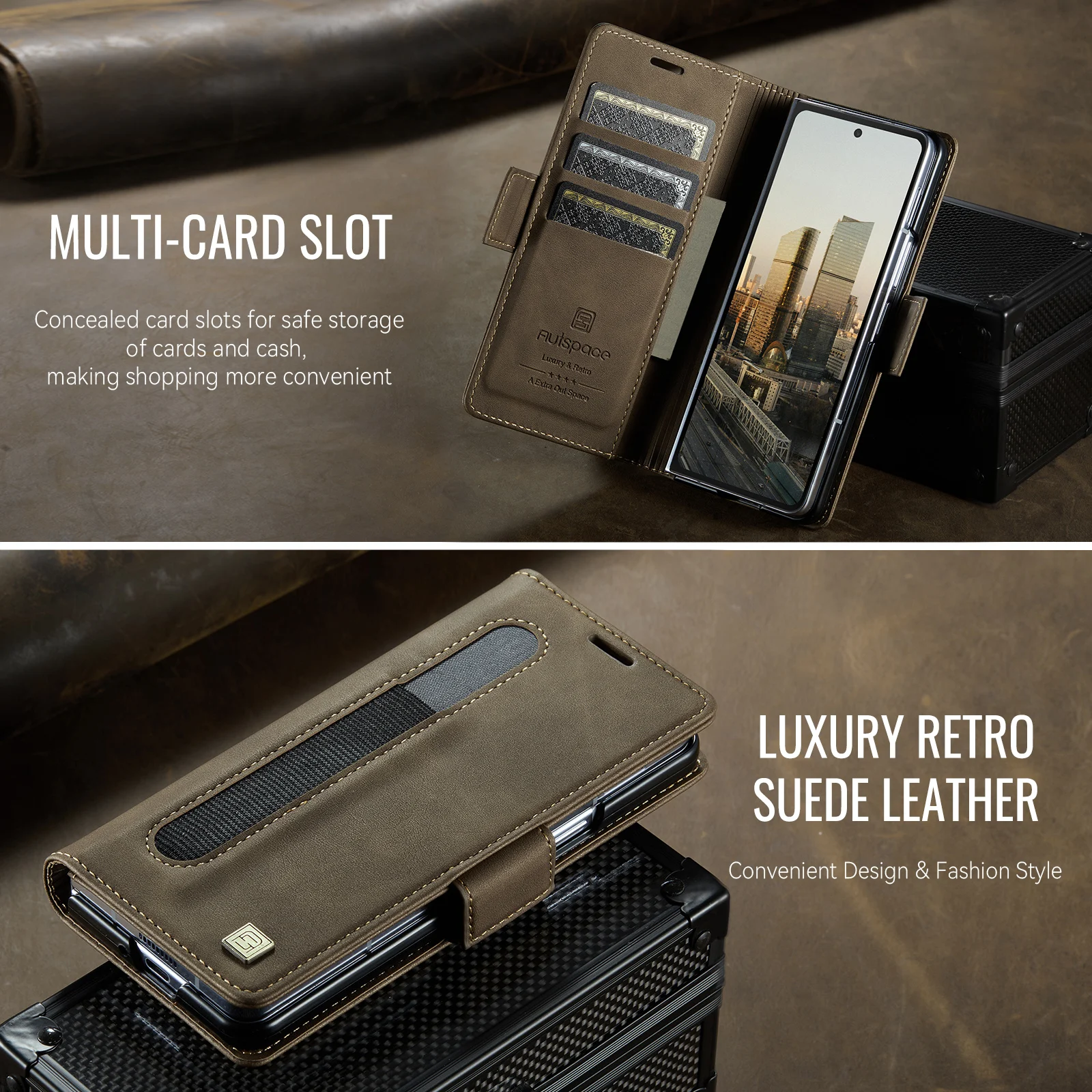 Premium Wallet-Style Phone Case with Card Slots, RFID Protection, Magnetic Closure, and Pen Slot