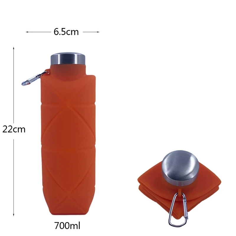 Sports water bottle Portable water bottle 23OZ Portable Water Bottle Outdoor Silicone Sports Kettle Folding Bottle Portable Collapsible Water Cup