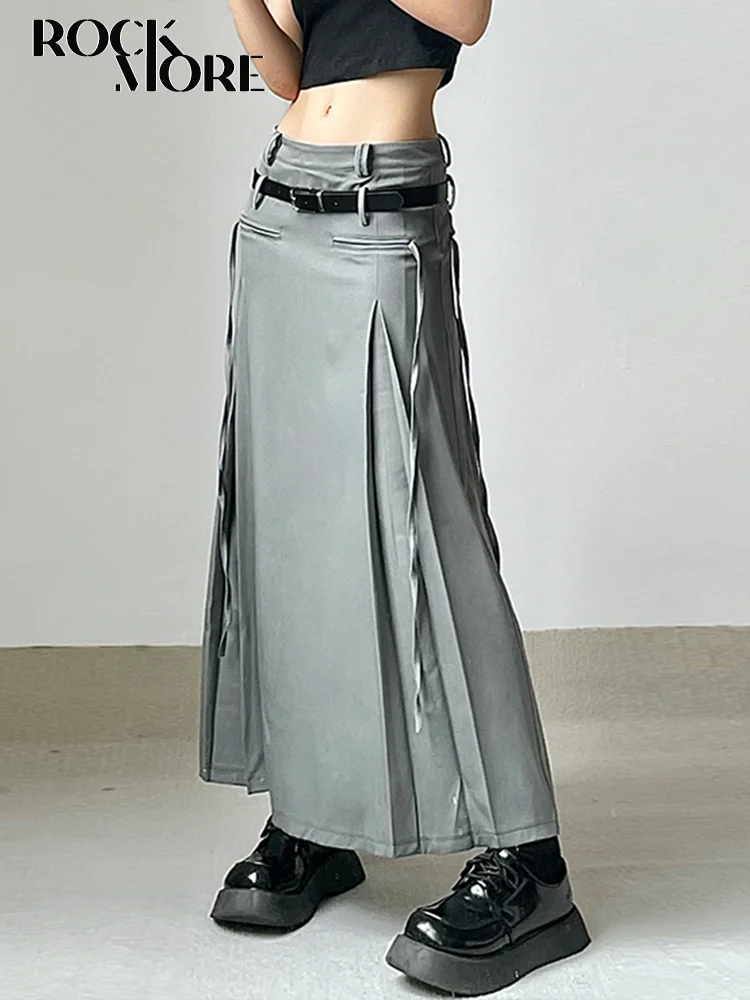 RockmoreHarajukuPleatedSkirtswithBeltY2KGothPunkHighWaist