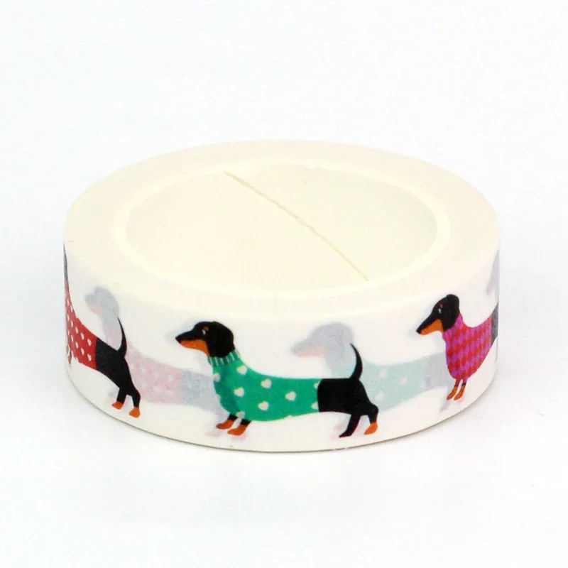 NEW 1PC 10M Decor Dachshund and Dog Prints Washi Tape for Craft Journaling Adhesive Masking Tape Cute Stationery 2