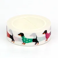 NEW 1PC 10M Decor Dachshund and Dog Prints Washi Tape for Craft Journaling Adhesive Masking Tape Cute Stationery 2