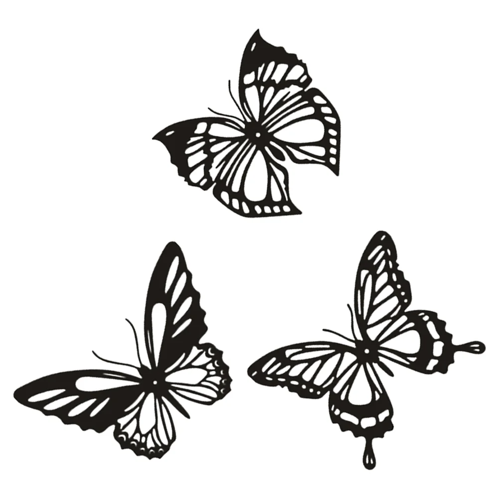 

3 Pcs Hollow Iron Butterfly Wall Decor Butterflies Sticker Metal Bedroom Stickers Decal