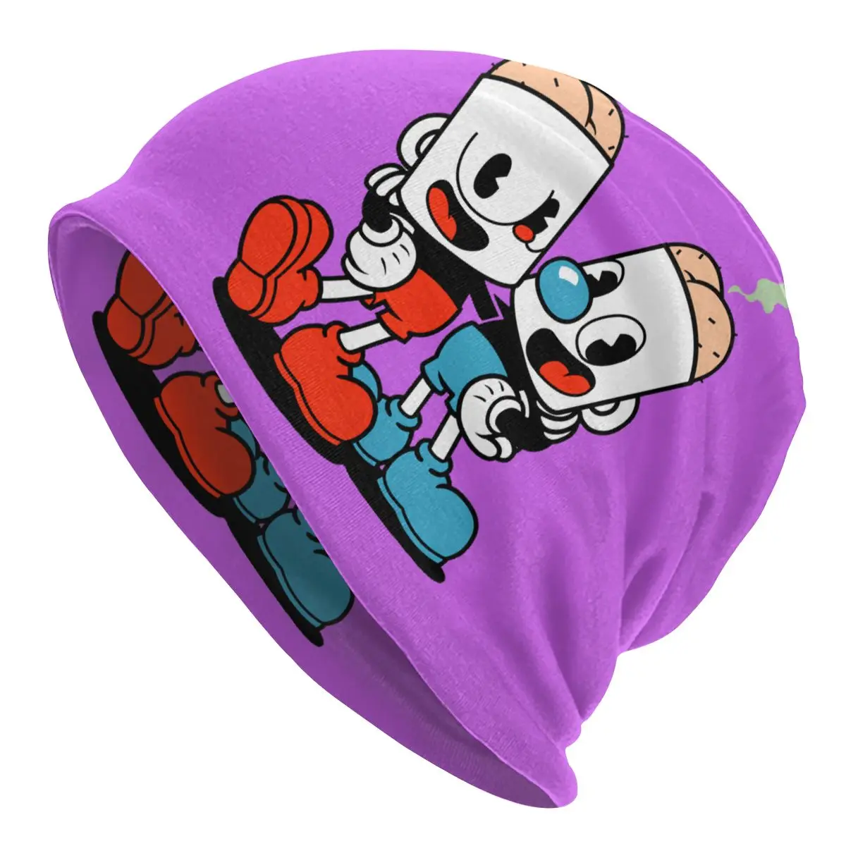 

Bonnet Winter Warm Knit Hat Men Women Hot Game Cartoon Cuphead Mugman Fashion Beanies Caps Adult Beanie Hats Outdoor Ski Cap