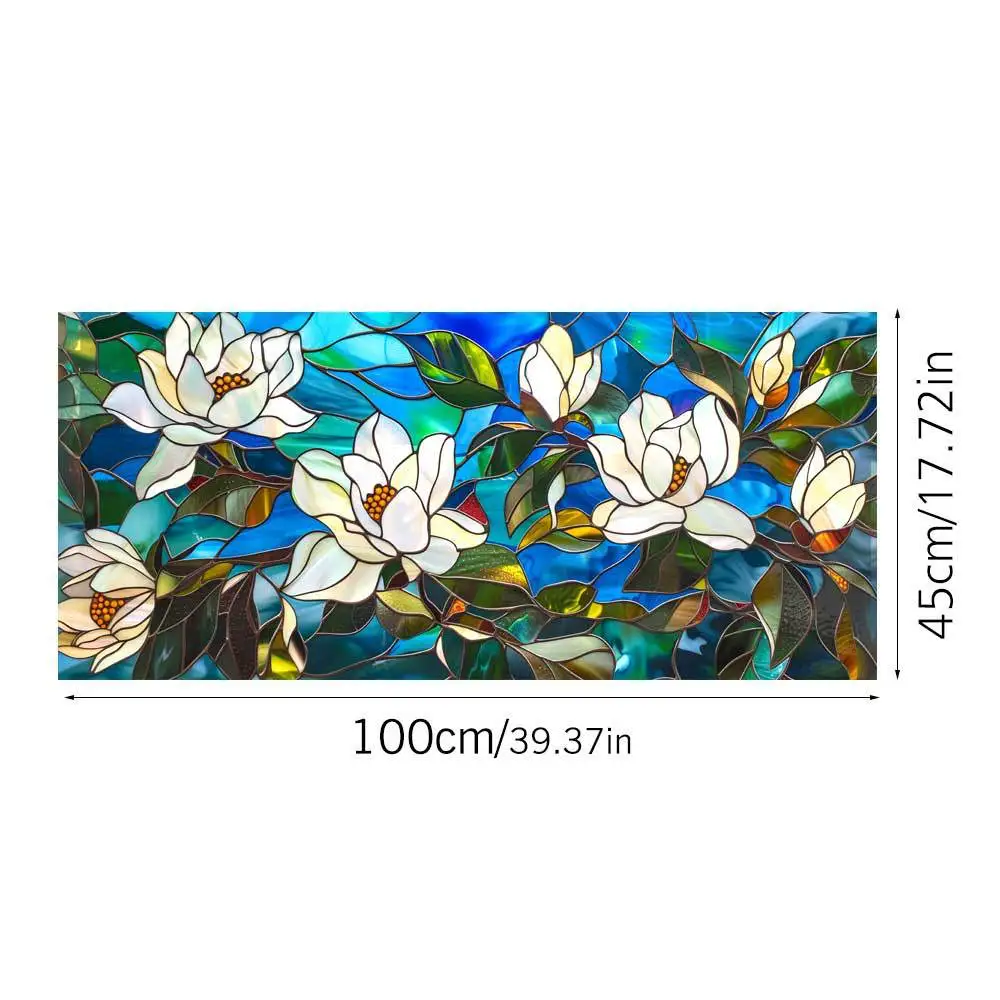 Venster Privacy Film Kleurrijke Bloem Privacy Film voor Glas Vensters Tint Stickers voor Glas Blackout Frosted Raamfolie Zelfklevende Roll Badkamer Woonkamer 30 × 100 cm