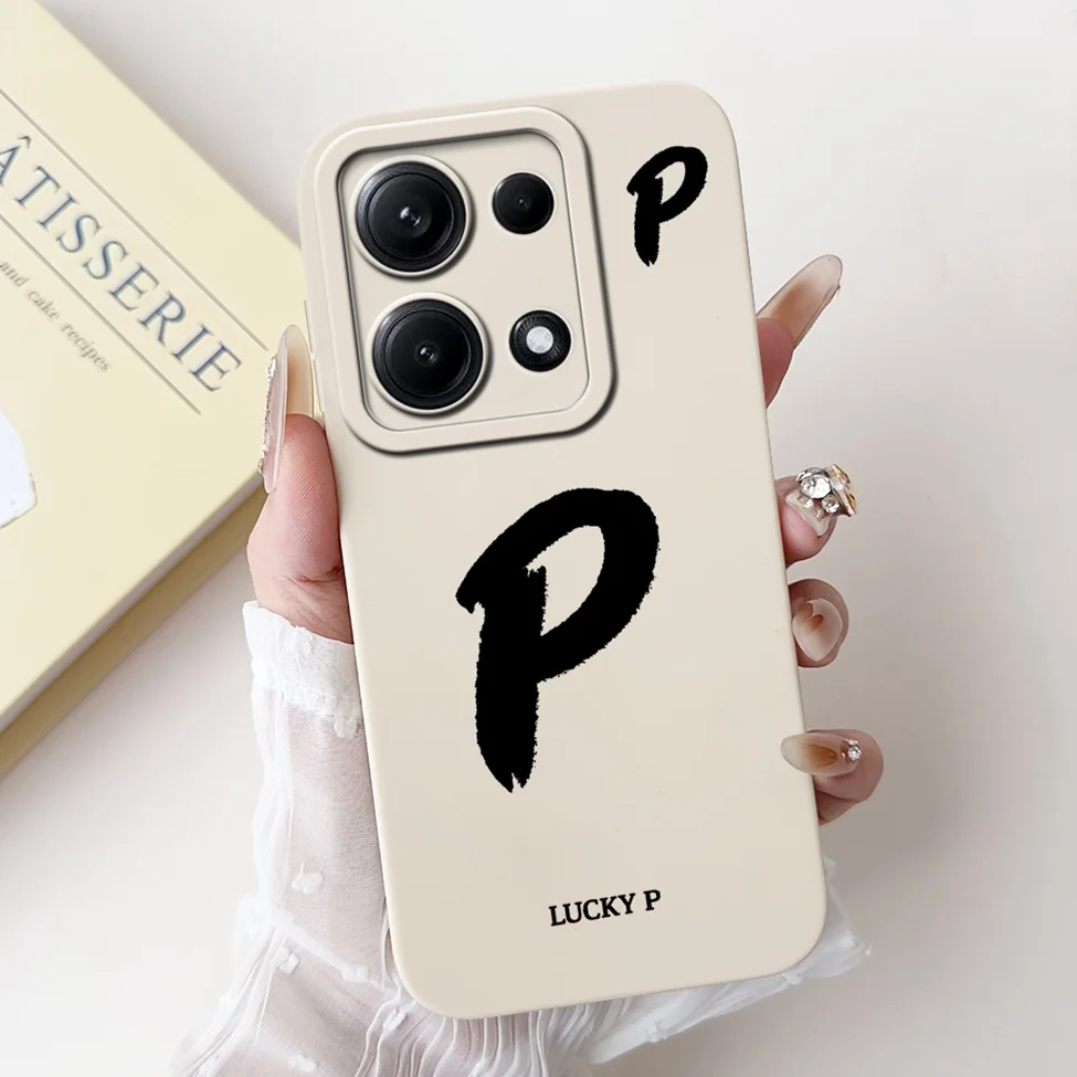 4G For Redmi Note 14 14S 14Pro Back Cover For Redmi Note 14 Pro 4G Case Simple Fashion A-Z Letters Pattern Design Silicone Funda