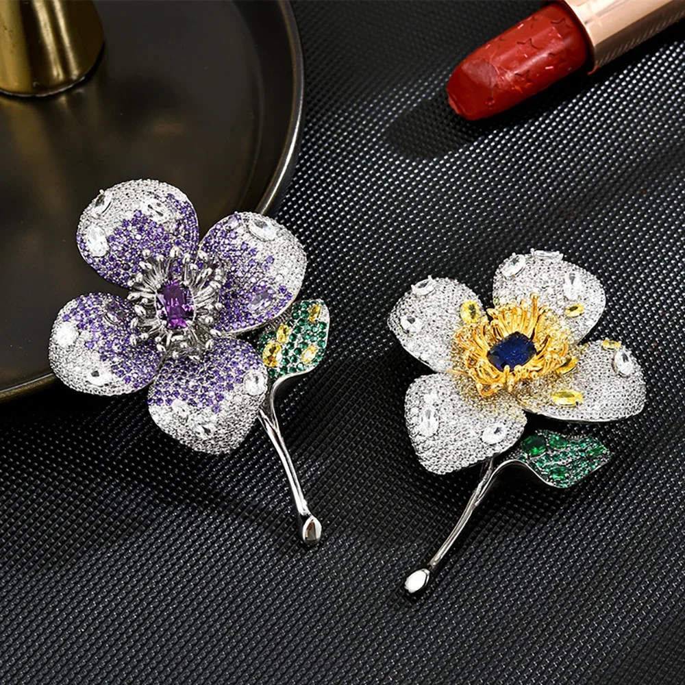 new Luxury Brooch for women mountain plum blossom Brooches Zircon Inlaid Pins Jewelry Design Clothing catwalk  Accessories Gifts