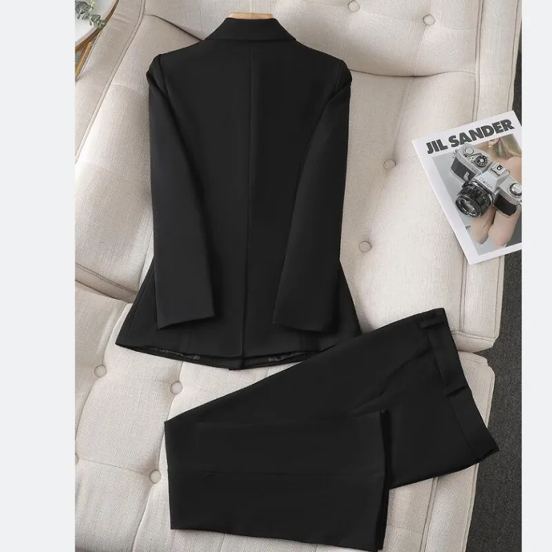 Women's Autumn Winter New Fashion Professional Suit Coat Pants Two Piece Korean Elegant Casual Blazers Jacket Matching Set