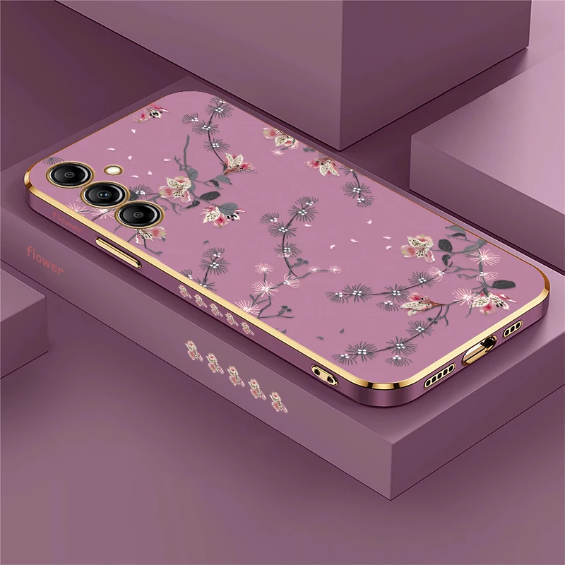 Elegant Floral Phone Case with Plating Finish