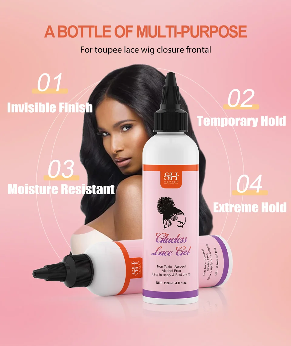 Description Picture 3 of itemLiquid Lace Glue Glueless Lace Gel Temporary Hold Clear Wig Adhesive Invisible Hair Glue For Wigs Hair Systems Styling Baby Hair