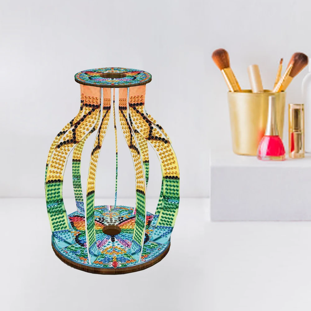 Acrylic Wood Diamond Painting Tabletop Vase Ornaments Kit
