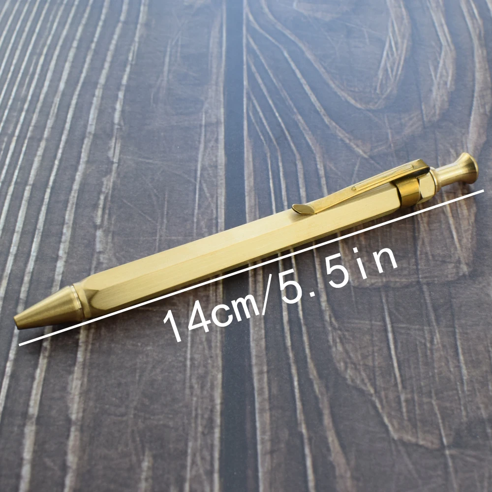 Vintage Click Action Brass Pen Golden Hexagonal 0.7mm Black Ink Ballpoint Pen Signature Supplies School Office Supplies 6