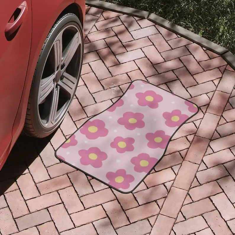 Rosa kawaii süße Erdbeer-Druck-Auto-Boden matte, niedliche Anime-Auto-Inneneinrichtung,  Autozubehör, niedliche Auto-Untersetzer - AliExpress