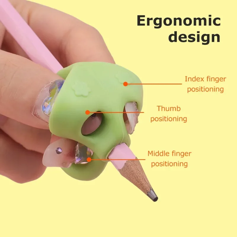 1/3/6Pcs Writing Corrector Children Writing Pencil Pen Holder 3/2 Finger Silicone Finger Posture Correction Tool for Kids Gifts 3