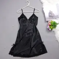 Homewear Lace Bow Women's Pajama Dress Sleeveless Thin Ice Silk Suspender Nightdress Split Party Dress Slim Sling Nightgown Home - Image 5