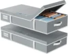Foldable Under Bed Storage Bins with Lid, Under Bed Shoe Storage with Clear Window & PU Leather 1