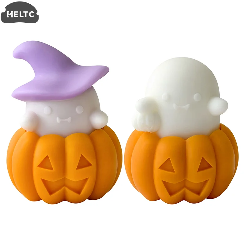 Halloween DIY Halloween Ghost Pumpkin Silicone Mold for Aromatherapy Candle 3D Pumpkin Candle Stand - Spooky Decor Crafting Tool - Image 2