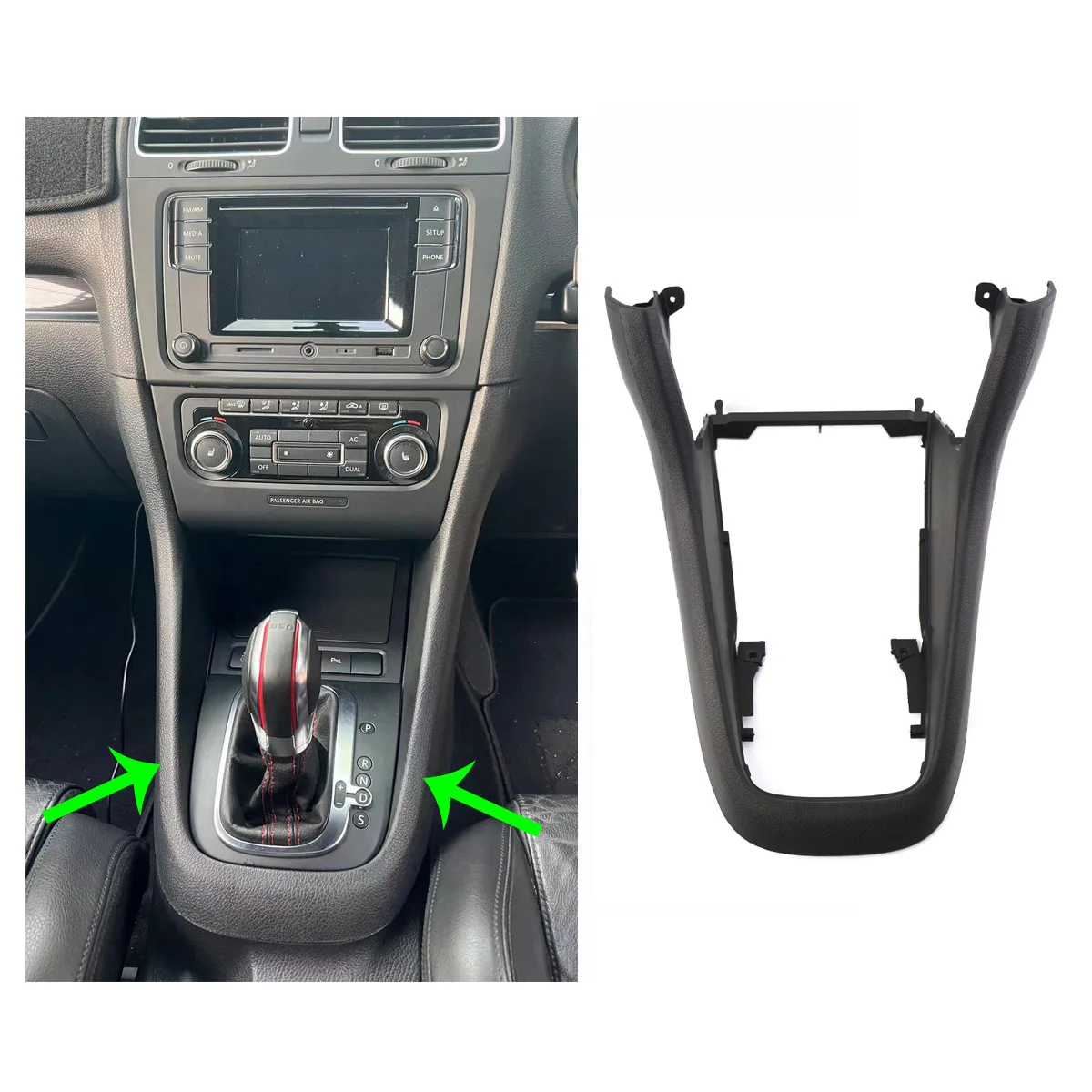 

For VW Golf MK6 2009-2013 Center Console Gear Shift Knob Frame 5k0863680 Black Vehicle Parts