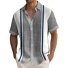 Summer Striped Printed Shirts For Men Casual Short Sleeve Button Down Loose Hawaiian Shirt Oversized Men Clothing Lapel Shirt 1