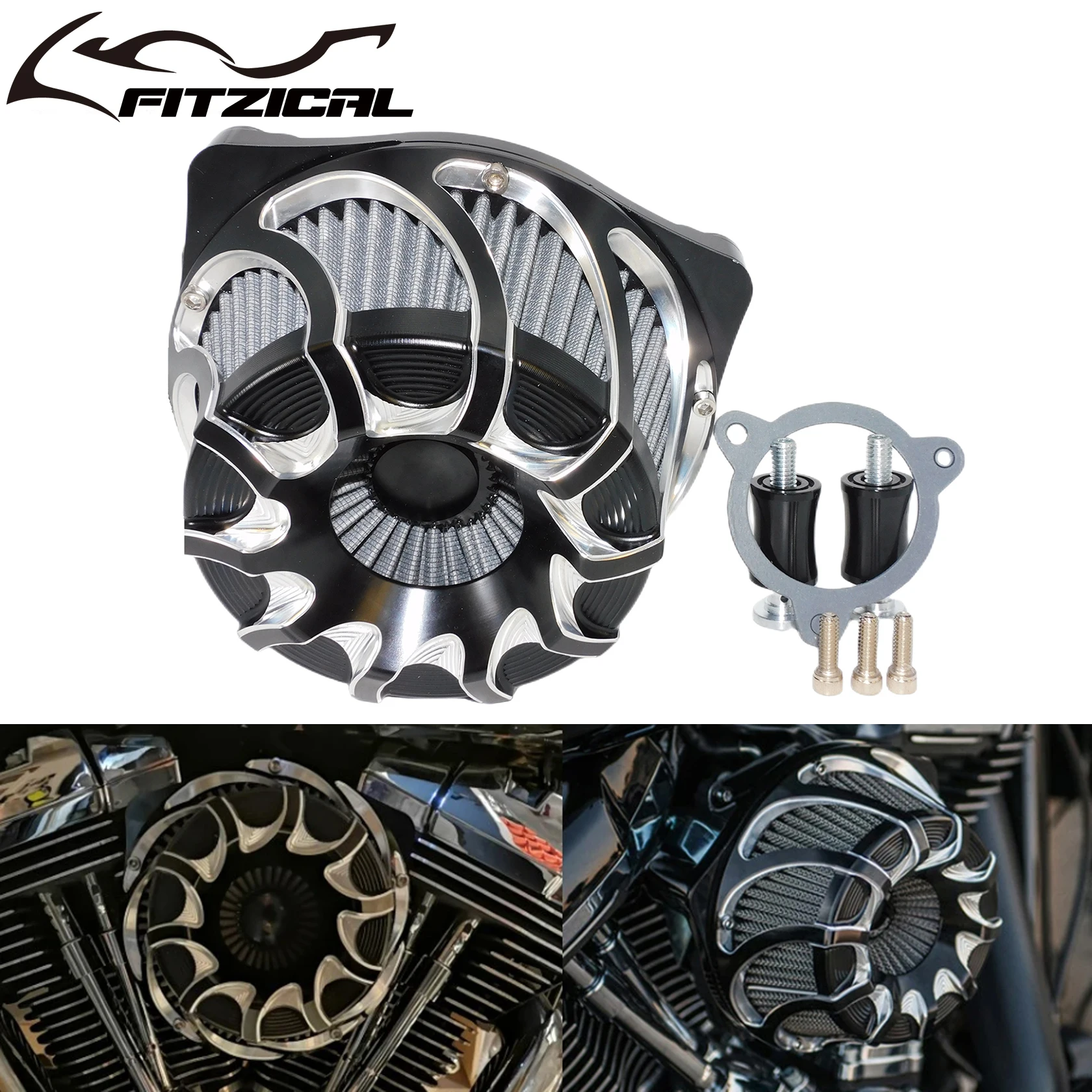 

Воздухозаборный фильтр для мотоцикла, серый элемент для Harley Touring Street Glide Road King 2008-Up Softail 2016-17 Dyna