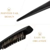 Wooden Handle Boar Bristle Three-row Pointed Tail Comb Brush for Thick Hair Slicking Back Curly Bun Hard Grubber Teasing Women 5