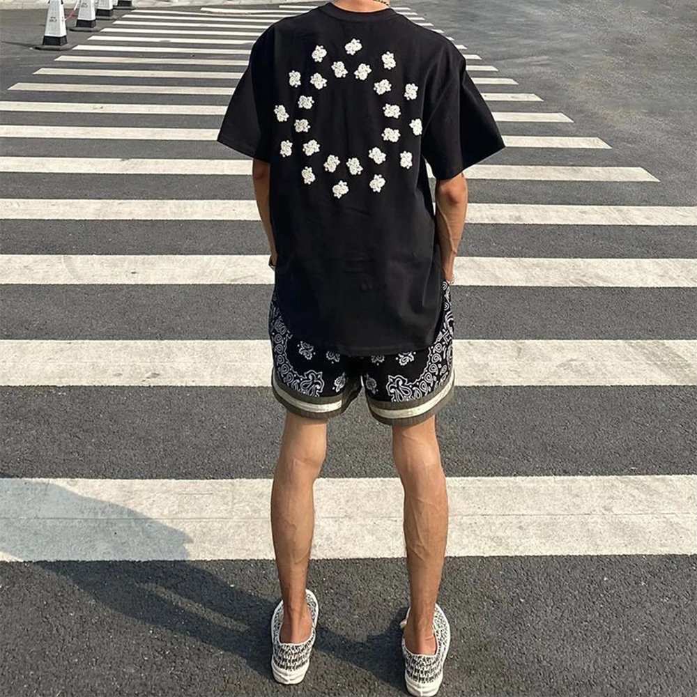 2024 New Basketball Shorts Dark High Street Style Printed Loose Shorts Unisex Retro Sports Shorts Hip-Hop Quarter Pants Men