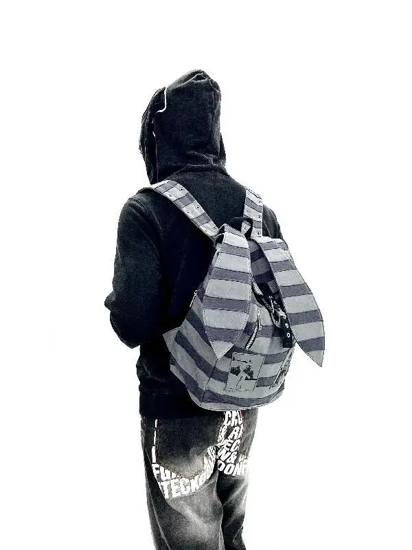 バッグ archive - grunge stripe print bag - y2k Y2K Street Graphic Messenger Bag Handbag