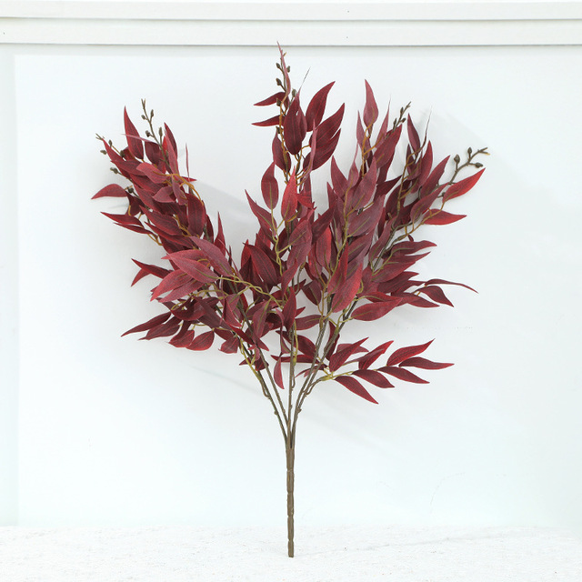 Willow Bouquet Fake Green Leaves for Wedding Home Garden Vase Decoration Jungle Party DIY Artificial Plants Wreath