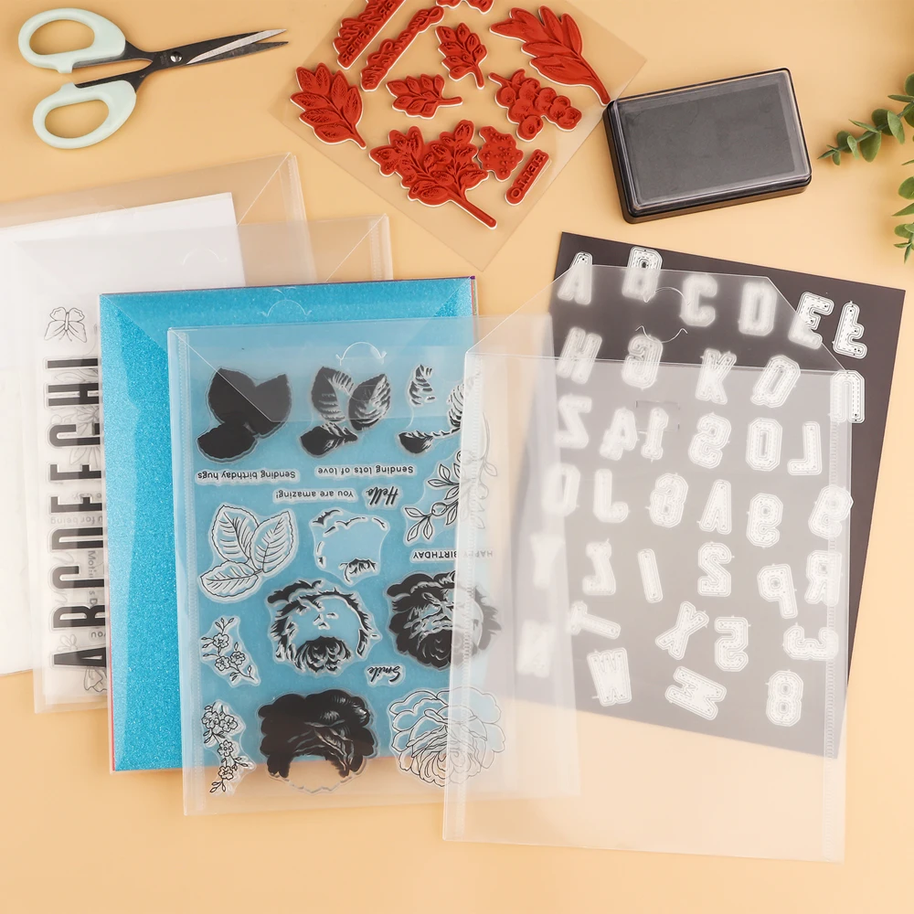 

0.5MM Magnetic Die Storage Sheets & Plastic Folder Bags for Storage Dies Stamps Organizer Holders Transparent Bags 7.6X9.4Inch