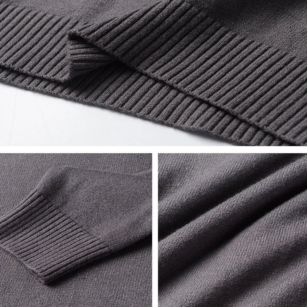 Korean Fashion Autumn Winter Sweaters Men Pullovers Fleece Turtleneck Knitted Sweatshirt Warm Bottoming Shirts 5