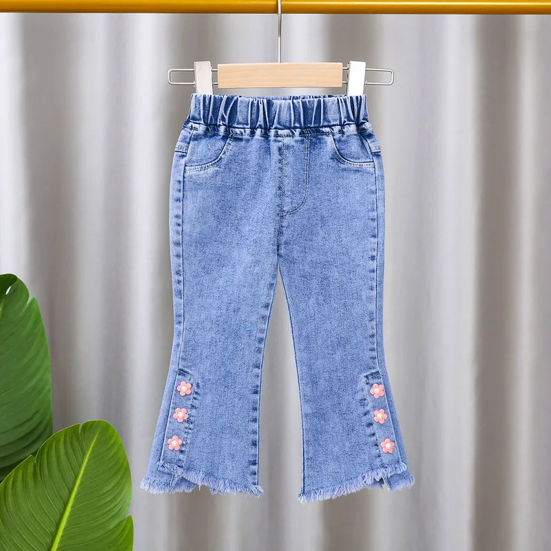 Jeans for Kids Girls Trousers Spring Autumn 2023 New Bow Bell