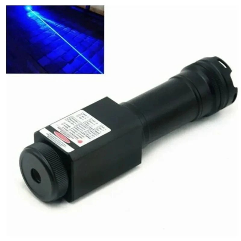 Focusable 465nm 5mw Blue Light Laser Pointer Waterproof Flashlight 465T-3000