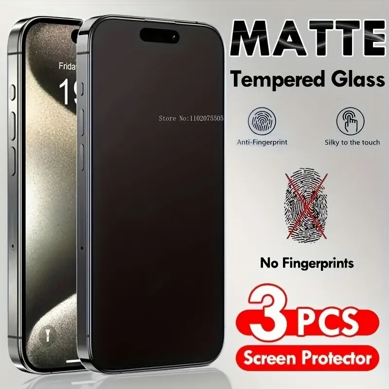 

3Pcs Matte Tempered Glass Screen Protector For IPhone 15 14 Pro Max 13 12 Mini Pro XS MAX XR 11 Pro Max 8 7 Plus