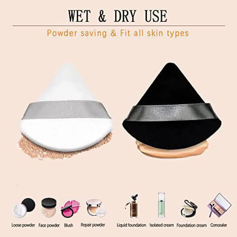 Makeup Sponge Set Triangle Velvet Powder Puff 6/12Pcs Washable Lightweight